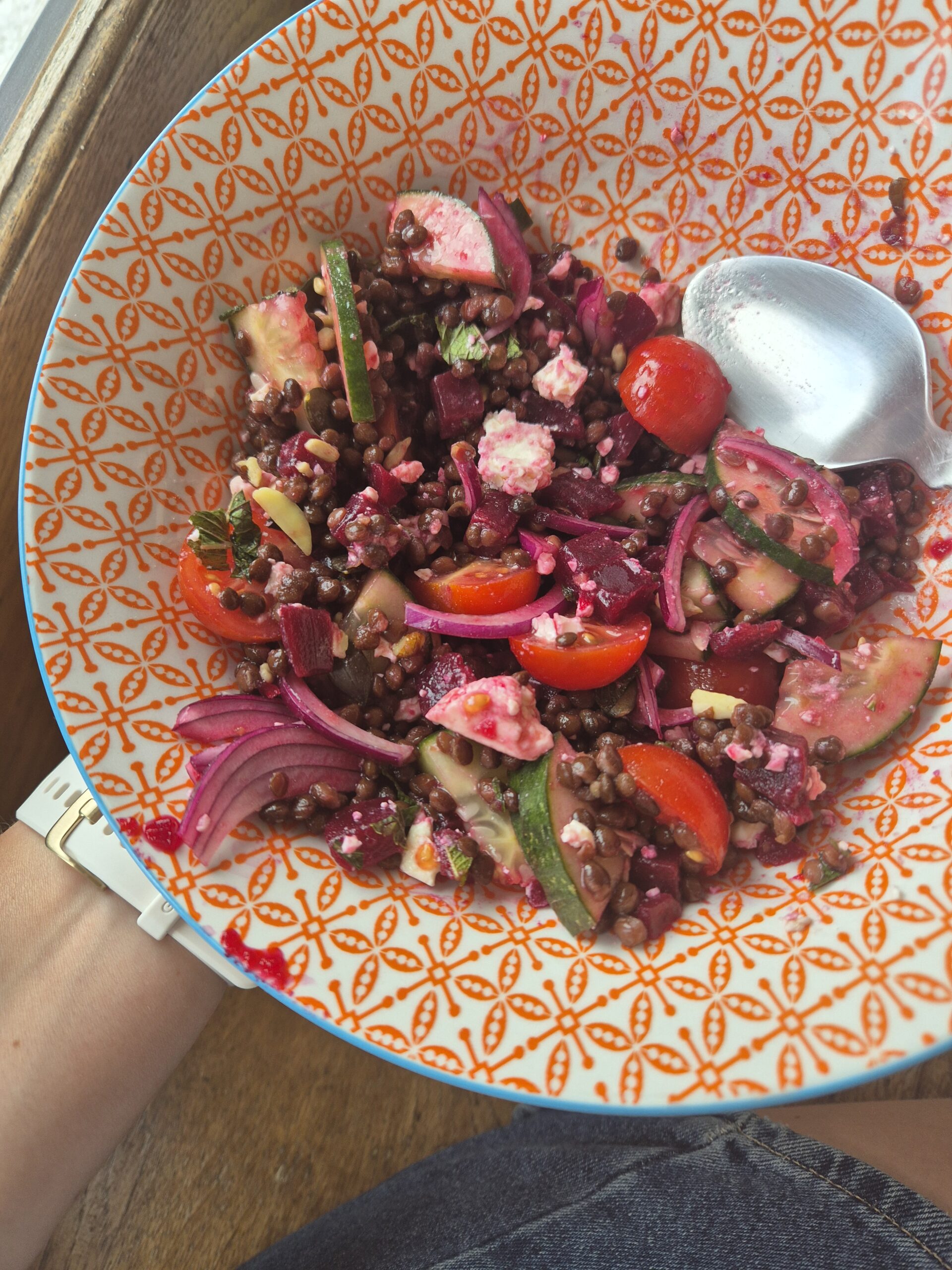 Summer Salad: Lentil, feta & cherry tomatoes