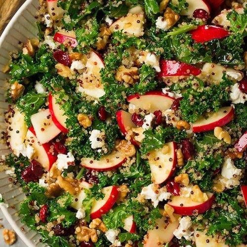 Kale, Apple & Walnut Salad with Tahini Dressing